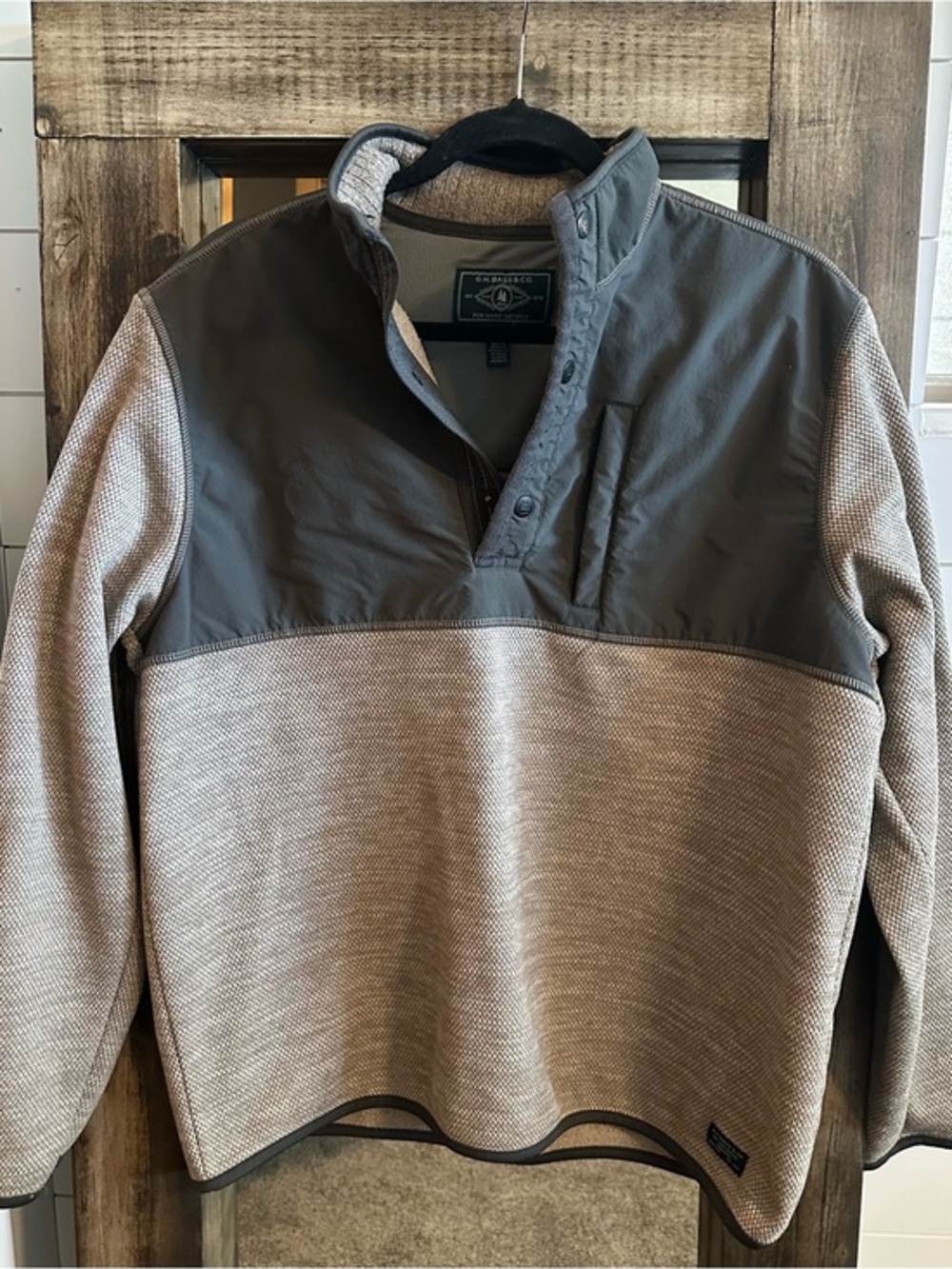 G.H. Bass & Co. Textured Quarter Snap Pullover Fleece Men’s L Olive Gray Rustic